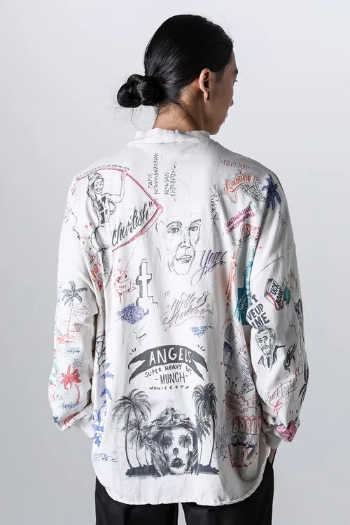 SAINT Mxxxxxx × BORNXRAISED BR_LS TEE/LA/WHT Latest co-branded model LA diamond all-over long sleeves off-white S-XL Super heavy work started in February and lasted three months Super complex 36 sets of screens Outlined pictures make you doubt your life Super perfect reproduction of printing Genuine Czech diamonds Pressure-free reproduction